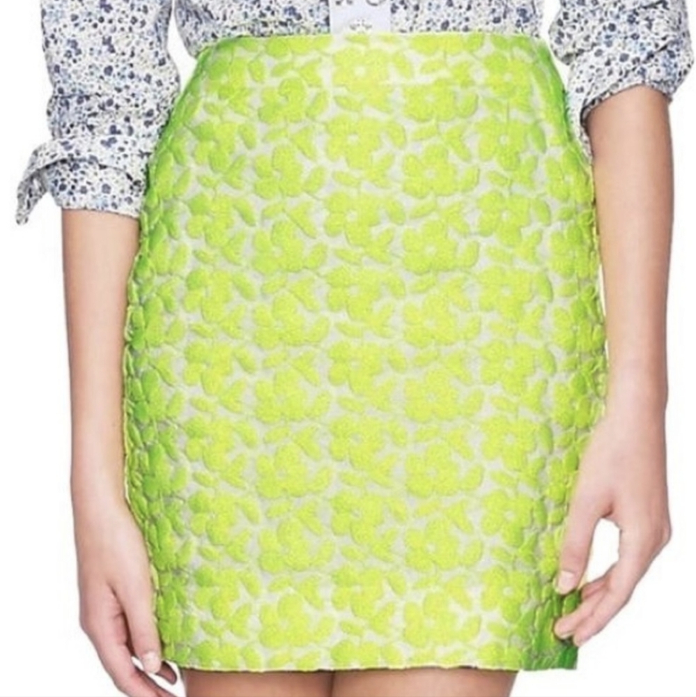 J. Crew | Neon Yellow Floral Mini Skirt
